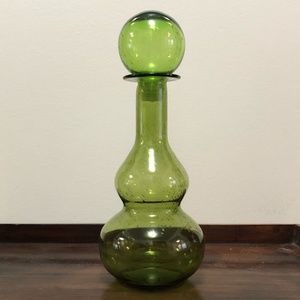 Unique Funky Emerald Green Glass Decanter